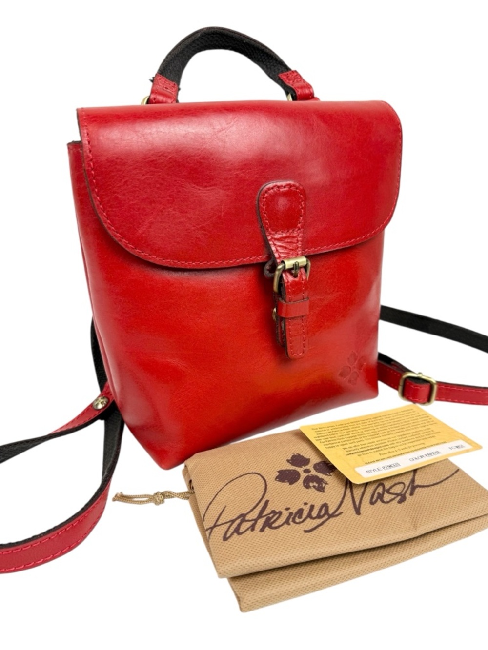 Patricia Nash Small‎ Vatoni Convertible Leather Backpack Papaya Red Leather